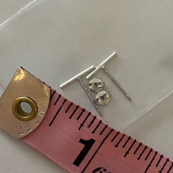 Sterling silver T bar earrings - Picture 3 of 6